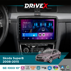 Штатна магнітола для Skoda SuperB 2008-2015 DriveX SE-1003 QLED 10" Android 8-ядерний 4+64Гб SIM-картка 3G/4G DSP 4x50W(TDA7851) бездротовий CarPlay та AndroidAuto
