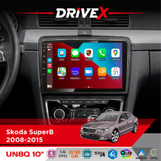 Штатна магнітола для Skoda SuperB 2008-2015 DriveX UN8 QLED 10" Android 4-ядерний 2x32Гб 4x45W бездротовий CarPlay та AndroidAuto