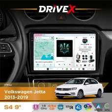 Штатна магнітола для Volkswagen Jetta 2013-2019 DriveX S4 QLED 9" Android 8-ядерний 1.6ГГц 4x64Гб SIM-картка 3G/4G TDA7851 4x50W DSP AK7604 бездротовий CarPlay та AndroidAuto