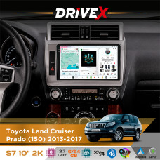 Штатна магнітола для Toyota Land Cruiser Prado (150) 2013-2017 DriveX S7 2K QLED 10" Android 8-ядерний 2.7ГГц 6x64Гб SIM-картка 3G/4G AK7808 AB 4x50W DSP AK7739 VELVET бездротовий CarPlay та AndroidAuto