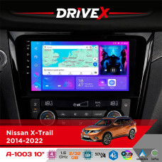 Штатна магнітола для Nissan X-Trail 2014-2022 DriveX A-1003 QLED 10" Android 2+32Гб 4-ядерний 4x50W(TDA7851) бездротовий CarPlay та AndroidAuto