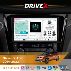 Штатна магнітола для Nissan X-Trail 2014-2022 DriveX S7 2K QLED 10" Android 8-ядерний 2.7ГГц 6x64Гб SIM-картка 3G/4G AK7808 AB 4x50W DSP AK7739 VELVET бездротовий CarPlay та AndroidAuto