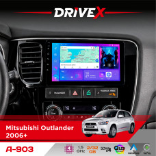 Штатна магнітола для Mitsubishi Outlander 2006+ DriveX A-903 QLED 9" Android 4-ядерний 2+32Гб 4x50W(TDA7851) бездротовий CarPlay та AndroidAuto