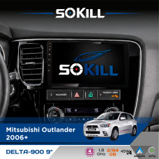 Штатна магнітола для Mitsubishi Outlander Sport 2010-2019 SoKill DELTA-900 9" Android 4-ядерний 2+64Гб 4x45W бездротовий CarPlay та AndroidAuto