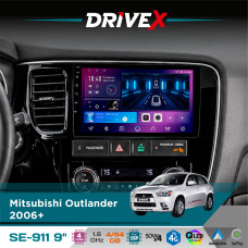 Штатна магнітола для Mitsubishi Outlander 2006+ DriveX SE-911 4+64Гб QLED 9" Android 4-ядерний 4x50W(TDA7851) DSP бездротовий CarPlay та AndroidAuto