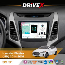 Штатна магнітола для Hyundai Elantra (MD) 2014-2016 DriveX S3 QLED 9" Android 8-ядерний 1.6ГГц 4x64Гб SIM-картка 3G/4G 7388 4x45W ASP TM2313 бездротовий CarPlay та AndroidAuto