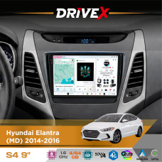 Штатна магнітола для Hyundai Elantra (MD) 2014-2016 DriveX S4 QLED 9" Android 8-ядерний 1.6ГГц 4x64Гб SIM-картка 3G/4G TDA7851 4x50W DSP AK7604 бездротовий CarPlay та AndroidAuto