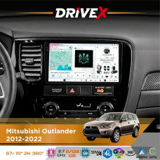 Штатна магнітола для Mitsubishi Outlander 2012-2022 DriveX S7+ 2K QLED 10" Android 8-ядерний 2.7ГГц 8x128Гб SIM-картка 3G/4G AK7808 AB 4x50W 360° DSP AK7739 VELVET бездротовий CarPlay та AndroidAuto