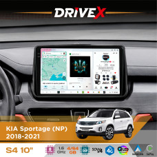 Штатна магнітола для KIA Sportage (NP) 2018-2021 DriveX S4 QLED 10" Android 8-ядерний 1.6ГГц 4x64Гб SIM-картка 3G/4G TDA7851 4x50W DSP AK7604 бездротовий CarPlay та AndroidAuto