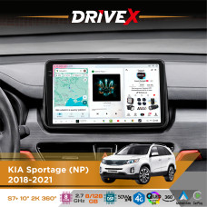 Штатна магнітола для KIA Sportage (NP) 2018-2021 DriveX S7+ 2K QLED 10" Android 8-ядерний 2.7ГГц 8x128Гб SIM-картка 3G/4G AK7808 AB 4x50W 360° DSP AK7739 VELVET бездротовий CarPlay та AndroidAuto