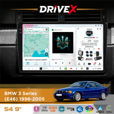 Штатна магнітола для BMW M3 (E46) 1998-2006 DriveX S4 QLED 9" Android 8-ядерний 1.6ГГц 4x64Гб SIM-картка 3G/4G TDA7851 4x50W DSP AK7604 бездротовий CarPlay та AndroidAuto