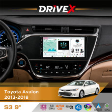 Штатна магнітола для Toyota Avalon 2013-2018 DriveX S3 QLED 9" Android 8-ядерний 1.6ГГц 4x64Гб SIM-картка 3G/4G 7388 4x45W ASP TM2313 бездротовий CarPlay та AndroidAuto