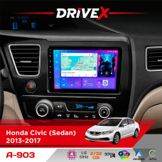 Штатна магнітола для Honda Civic (Sedan) 2013-2017 DriveX A-903 QLED 9" Android 4-ядерний 2+32Гб 4x50W(TDA7851) бездротовий CarPlay та AndroidAuto