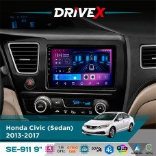Штатна магнітола для Honda Civic (Sedan) 2013-2017 DriveX SE-911 4+64Гб QLED 9" Android 4-ядерний 4x50W(TDA7851) DSP бездротовий CarPlay та AndroidAuto