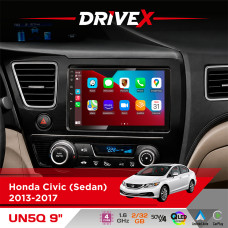 Штатна магнітола для Honda Civic (Sedan) 2013-2017 DriveX UN5 QLED 9" Android 4-ядерний 2+32Гб 4x45W бездротовий CarPlay та AndroidAuto
