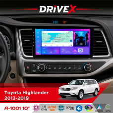 Штатна магнітола для Toyota Highlander 2013-2019 DriveX A-1001 10" Android 4-ядерний 2+32Гб 4x45W бездротовий CarPlay та AndroidAuto