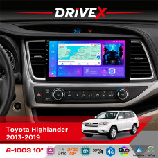Штатна магнітола для Toyota Highlander 2013-2019 DriveX A-1003 QLED 10" Android 2+32Гб 4-ядерний 4x50W(TDA7851) бездротовий CarPlay та AndroidAuto