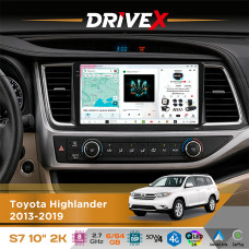 Штатна магнітола для Toyota Highlander 2013-2019 DriveX S7 2K QLED 10" Android 8-ядерний 2.7ГГц 6x64Гб SIM-картка 3G/4G AK7808 AB 4x50W DSP AK7739 VELVET бездротовий CarPlay та AndroidAuto