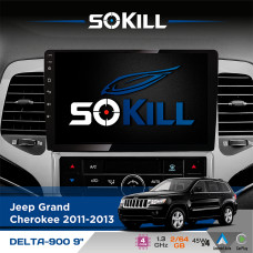 Штатна магнітола для Jeep Grand Cherokee 2011-2013 SoKill DELTA-900 9" Android 4-ядерний 2+64Гб 4x45W бездротовий CarPlay та AndroidAuto