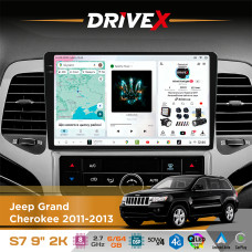 Штатна магнітола для Jeep Grand Cherokee 2011-2013 DriveX S7 2K QLED 9" Android 8-ядерний 2.7ГГц 6x64Гб SIM-картка 3G/4G AK7808 AB 4x50W DSP AK7739 VELVET бездротовий CarPlay та AndroidAuto