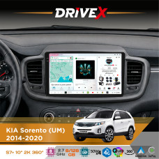Штатна магнітола для KIA Sorento (UM) 2014-2020 DriveX S7+ 2K QLED 10" Android 8-ядерний 2.7ГГц 8x128Гб SIM-картка 3G/4G AK7808 AB 4x50W 360° DSP AK7739 VELVET бездротовий CarPlay та AndroidAuto