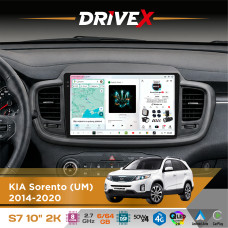 Штатна магнітола для KIA Sorento (UM) 2014-2020 DriveX S7 2K QLED 10" Android 8-ядерний 2.7ГГц 6x64Гб SIM-картка 3G/4G AK7808 AB 4x50W DSP AK7739 VELVET бездротовий CarPlay та AndroidAuto