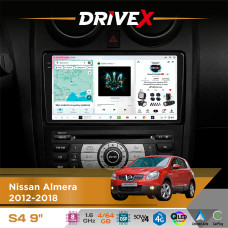 Штатна магнітола для Nissan Juke 2010-2020 DriveX S4 QLED 9" Android 8-ядерний 1.6ГГц 4x64Гб SIM-картка 3G/4G TDA7851 4x50W DSP AK7604 бездротовий CarPlay та AndroidAuto