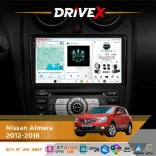 Штатна магнітола для Nissan X-Trail 2004-2014 DriveX S7+ 2K QLED 9" Android 8-ядерний 2.7ГГц 8x128Гб SIM-картка 3G/4G AK7808 AB 4x50W 360° DSP AK7739 VELVET бездротовий CarPlay та AndroidAuto