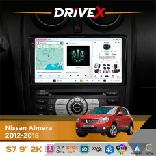 Штатна магнітола для Nissan Rogue 2011-2013 DriveX S7 2K QLED 9" Android 8-ядерний 2.7ГГц 6x64Гб SIM-картка 3G/4G AK7808 AB 4x50W DSP AK7739 VELVET бездротовий CarPlay та AndroidAuto