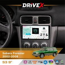 Штатна магнітола для Subaru Forester 2002-2008 DriveX S3 QLED 9" Android 8-ядерний 1.6ГГц 4x64Гб SIM-картка 3G/4G 7388 4x45W ASP TM2313 бездротовий CarPlay та AndroidAuto