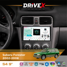 Штатна магнітола для Subaru Forester 2002-2008 DriveX S4 QLED 9" Android 8-ядерний 1.6ГГц 4x64Гб SIM-картка 3G/4G TDA7851 4x50W DSP AK7604 бездротовий CarPlay та AndroidAuto