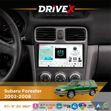 Штатна магнітола для Subaru Forester 2002-2008 DriveX S7+ 2K QLED 9" Android 8-ядерний 2.7ГГц 8x128Гб SIM-картка 3G/4G AK7808 AB 4x50W 360° DSP AK7739 VELVET бездротовий CarPlay та AndroidAuto