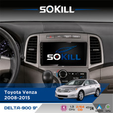 Штатна магнітола для Toyota Venza 2008-2015 SoKill DELTA-900 9" Android 4-ядерний 2+64Гб 4x45W бездротовий CarPlay та AndroidAuto