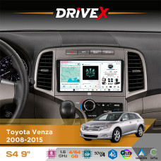 Штатна магнітола для Toyota Venza 2008-2015 DriveX S4 QLED 9" Android 8-ядерний 1.6ГГц 4x64Гб SIM-картка 3G/4G TDA7851 4x50W DSP AK7604 бездротовий CarPlay та AndroidAuto