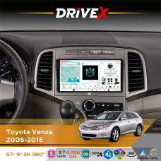 Штатна магнітола для Toyota Venza 2008-2015 DriveX S7+ 2K QLED 9" Android 8-ядерний 2.7ГГц 8x128Гб SIM-картка 3G/4G AK7808 AB 4x50W 360° DSP AK7739 VELVET бездротовий CarPlay та AndroidAuto
