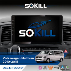 Штатна магнітола для Volkswagen Multivan 2010-2015 SoKill DELTA-900 9" Android 4-ядерний 2+64Гб 4x45W бездротовий CarPlay та AndroidAuto