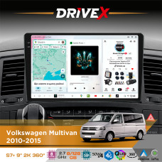 Штатна магнітола для Volkswagen Multivan 2010-2015 DriveX S7+ 2K QLED 9" Android 8-ядерний 2.7ГГц 8x128Гб SIM-картка 3G/4G AK7808 AB 4x50W 360° DSP AK7739 VELVET бездротовий CarPlay та AndroidAuto