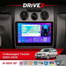 Штатна магнітола для Volkswagen Touran 2003-2010 DriveX A-1001 10" Android 4-ядерний 2+32Гб 4x45W бездротовий CarPlay та AndroidAuto