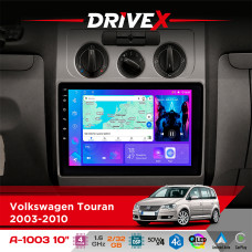 Штатна магнітола для Volkswagen Touran 2003-2010 DriveX A-1003 QLED 10" Android 2+32Гб 4-ядерний 4x50W(TDA7851) бездротовий CarPlay та AndroidAuto