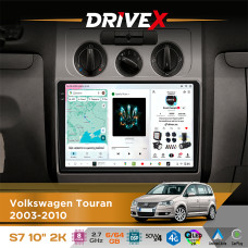 Штатна магнітола для Volkswagen Touran 2003-2010 DriveX S7 2K QLED 10" Android 8-ядерний 2.7ГГц 6x64Гб SIM-картка 3G/4G AK7808 AB 4x50W DSP AK7739 VELVET бездротовий CarPlay та AndroidAuto