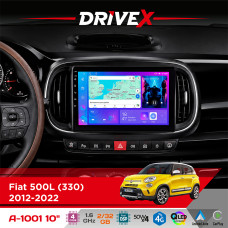 Штатна магнітола для Fiat 500L (330) 2012-2022 DriveX A-1001 10" Android 4-ядерний 2+32Гб 4x45W бездротовий CarPlay та AndroidAuto