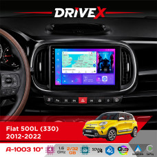 Штатна магнітола для Fiat 500L (330) 2012-2022 DriveX A-1003 QLED 10" Android 2+32Гб 4-ядерний 4x50W(TDA7851) бездротовий CarPlay та AndroidAuto