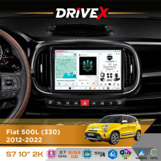Штатна магнітола для Fiat 500L (330) 2012-2022 DriveX S7 2K QLED 10" Android 8-ядерний 2.7ГГц 6x64Гб SIM-картка 3G/4G AK7808 AB 4x50W DSP AK7739 VELVET бездротовий CarPlay та AndroidAuto