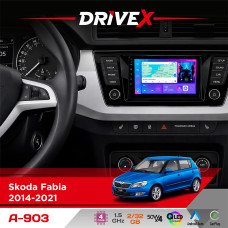 Штатна магнітола для Skoda Fabia 2014-2021 DriveX A-903 QLED 9" Android 4-ядерний 2+32Гб 4x50W(TDA7851) бездротовий CarPlay та AndroidAuto