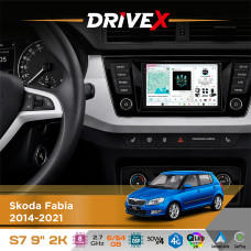 Штатна магнітола для Skoda Fabia 2014-2021 DriveX S7 2K QLED 9" Android 8-ядерний 2.7ГГц 6x64Гб SIM-картка 3G/4G AK7808 AB 4x50W DSP AK7739 VELVET бездротовий CarPlay та AndroidAuto