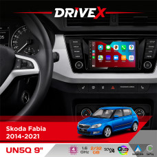 Штатна магнітола для Skoda Fabia 2014-2021 DriveX UN5 QLED 9" Android 4-ядерний 2+32Гб 4x45W бездротовий CarPlay та AndroidAuto