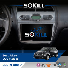 Штатна магнітола для Seat Toledo 2004-2009 SoKill DELTA-900 9" Android 4-ядерний 2+64Гб 4x45W бездротовий CarPlay та AndroidAuto