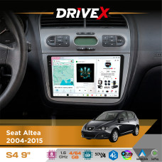 Штатна магнітола для Seat Toledo 2004-2009 DriveX S4 QLED 9" Android 8-ядерний 1.6ГГц 4x64Гб SIM-картка 3G/4G TDA7851 4x50W DSP AK7604 бездротовий CarPlay та AndroidAuto