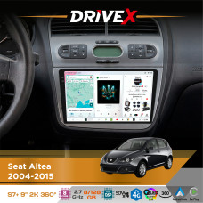 Штатна магнітола для Seat Altea 2004-2015 DriveX S7+ 2K QLED 9" Android 8-ядерний 2.7ГГц 8x128Гб SIM-картка 3G/4G AK7808 AB 4x50W 360° DSP AK7739 VELVET бездротовий CarPlay та AndroidAuto