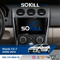 Штатна магнітола для Mazda CX-7 2006-2012 SoKill DELTA-900 9" Android 4-ядерний 2+64Гб 4x45W бездротовий CarPlay та AndroidAuto